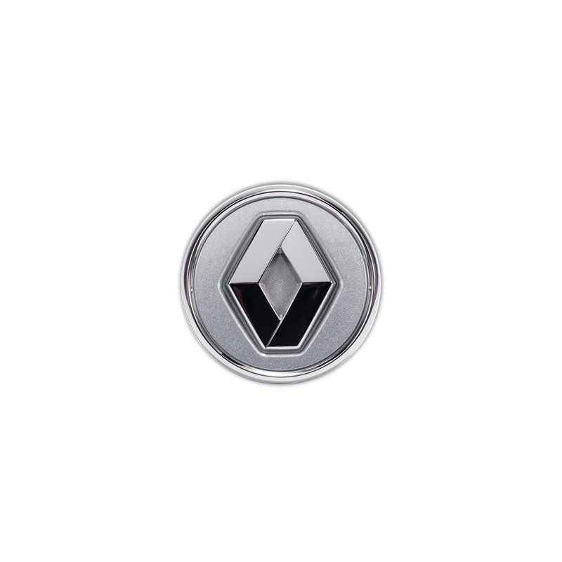 Cabochon Renault gris métal clair cerclage chrome