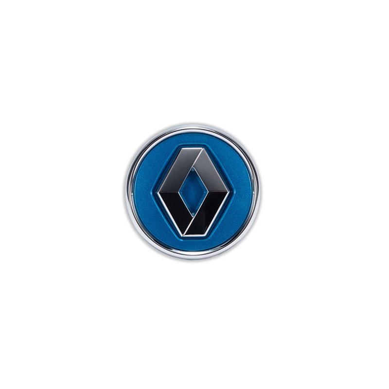 Cabochon Renault bleu Pacifique cerclage chrome